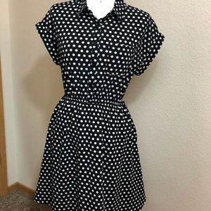 NEVER WORN Black/White Polka Dot Dress (L)